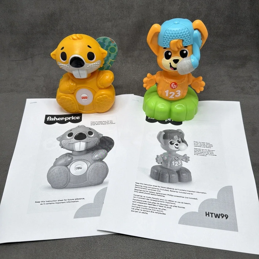 Fisher-Price Linkimals SMALL Opposites Fox & Boppin' Beaver Musical Toys